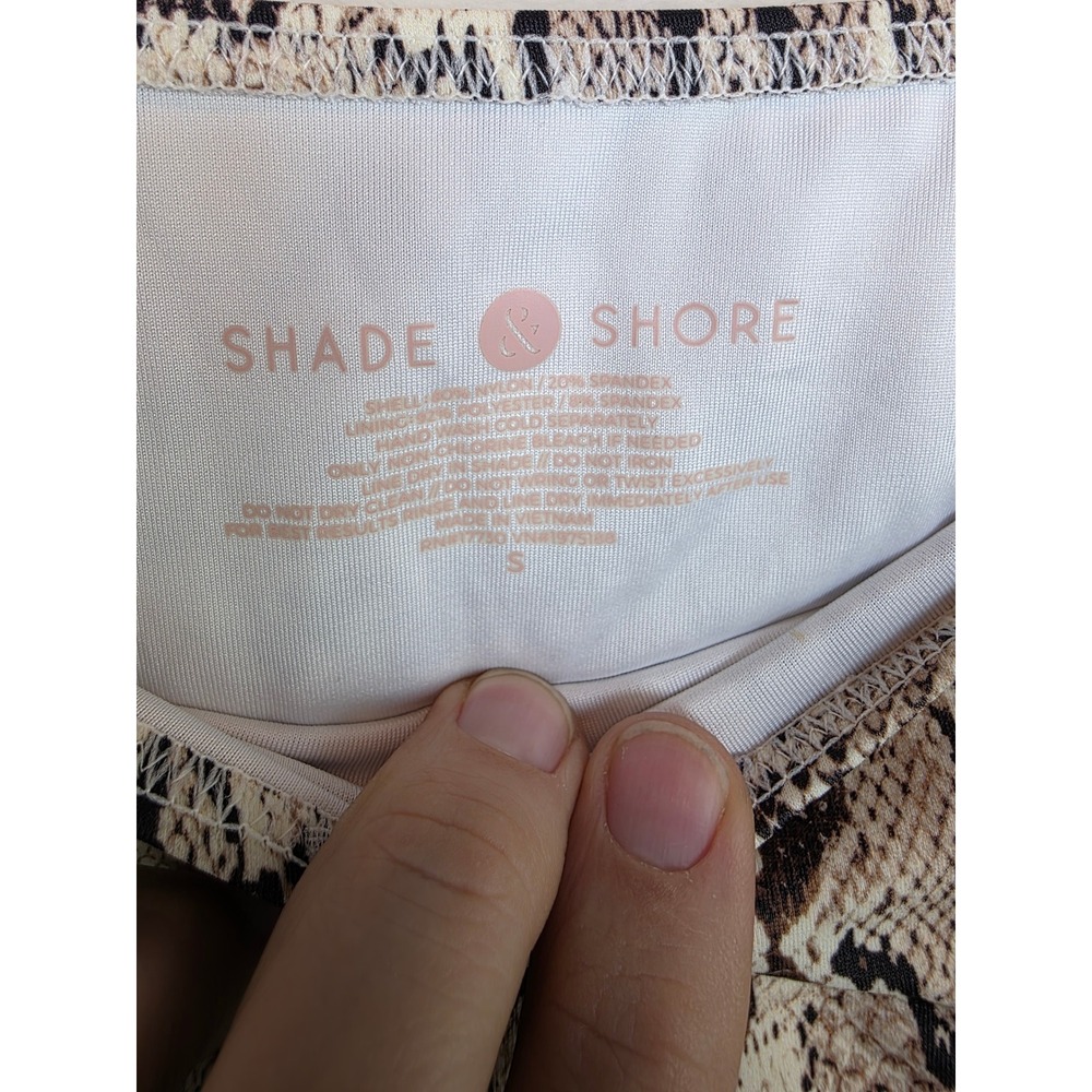 Shade & Shore Womens Snakeskin Print Extra Cheeky Bikini Bottom Cream Small NWT - Picture 3 of 4